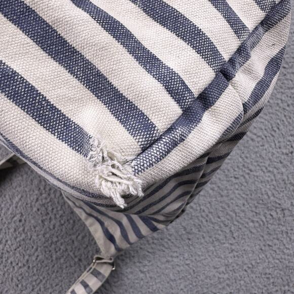 Baggu Tote Bag White Canvas Double Handle Nautical Sailor Stripe Shoulder - Picture 5 of 16